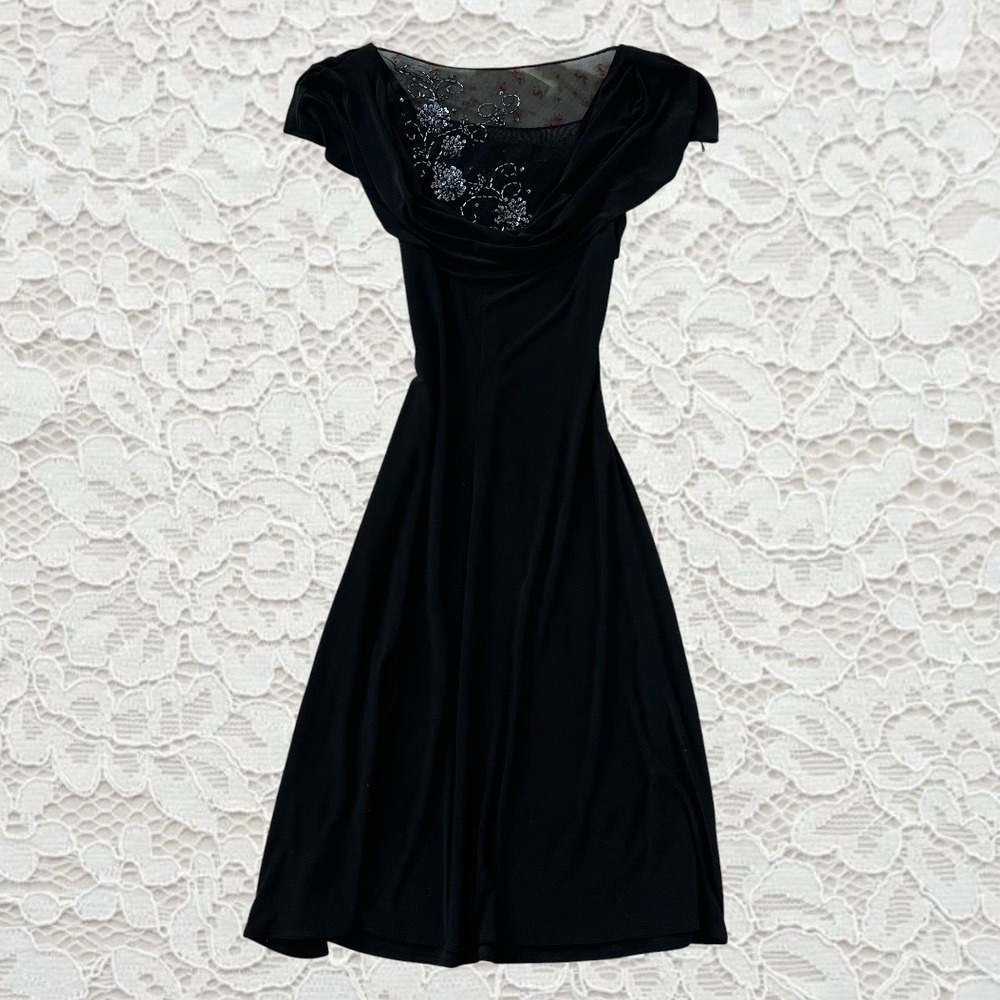 vintage 90s beaded cowl neck evening maxi‎ dress